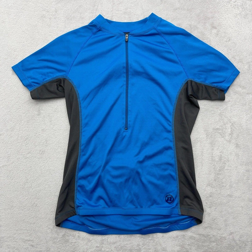 Novara Cycling Jersey Mens medium Blue Short Sleeve 3/4 Zip Performance